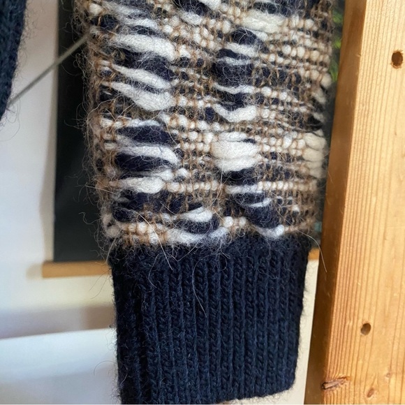 Sita Murt Alpaca Wool Blend Blue Tan White Knit Crewneck Sweater - Picture 9 of 16